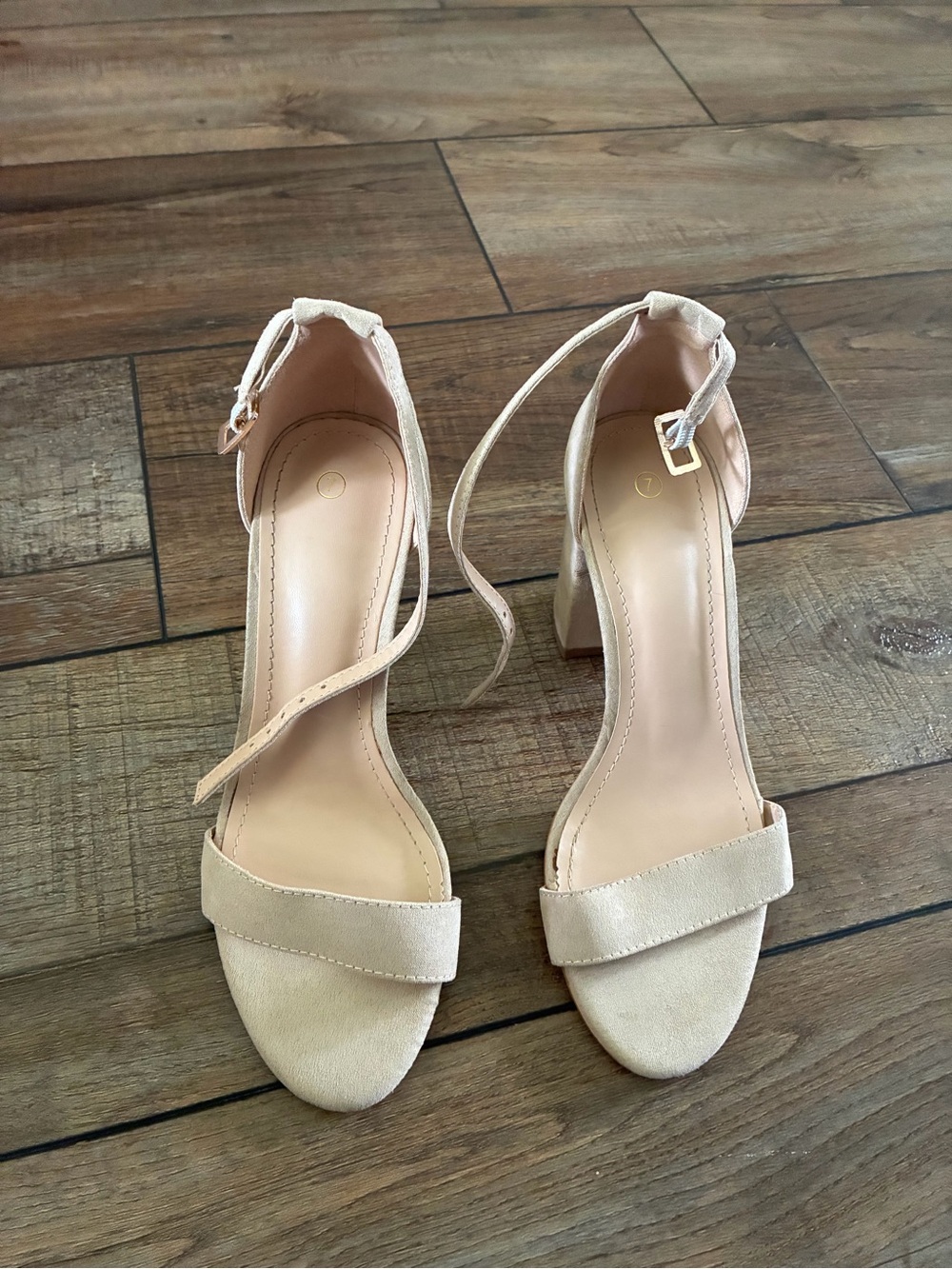 Target Beige Ankle-Strap Block Heel Sandals